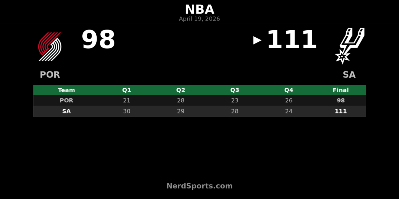 Spurs beat Trail Blazers 111-98 in Game 1