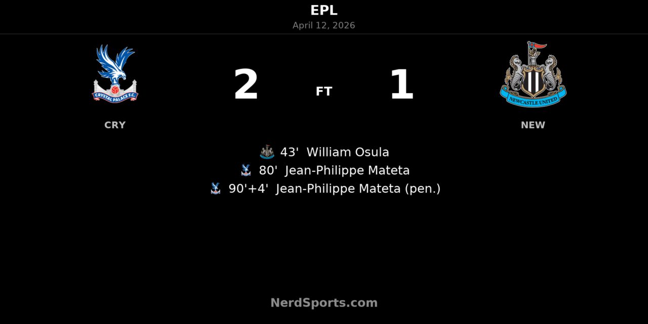 Crystal Palace stun Newcastle late as Jean-Philippe Mateta fires dramatic 2-1 comeback win