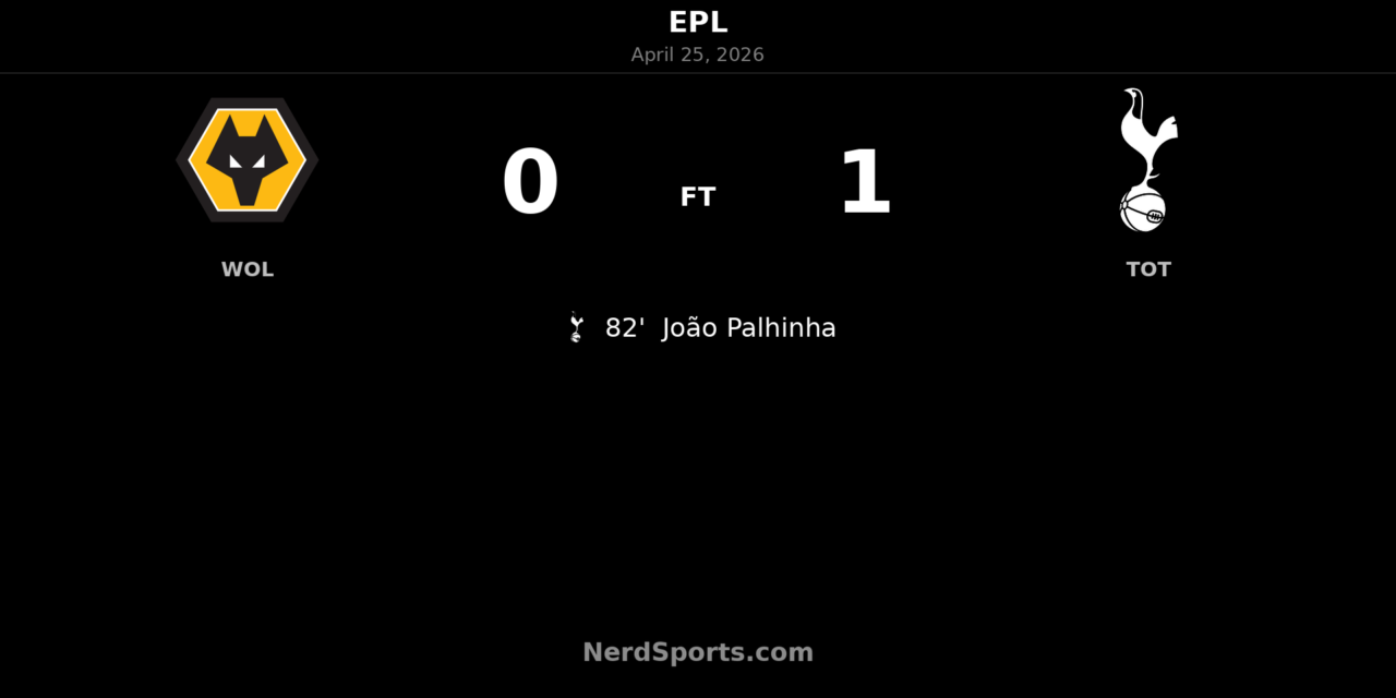 João Palhinha’s 82nd-minute strike lifts Tottenham past Wolves at Molineux