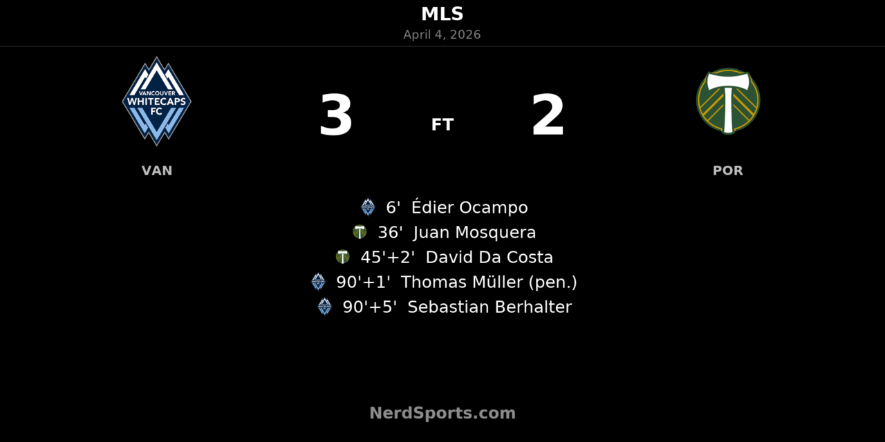 Vancouver Whitecaps strike twice in stoppage time to stun Portland Timbers 3-2 at BC Place