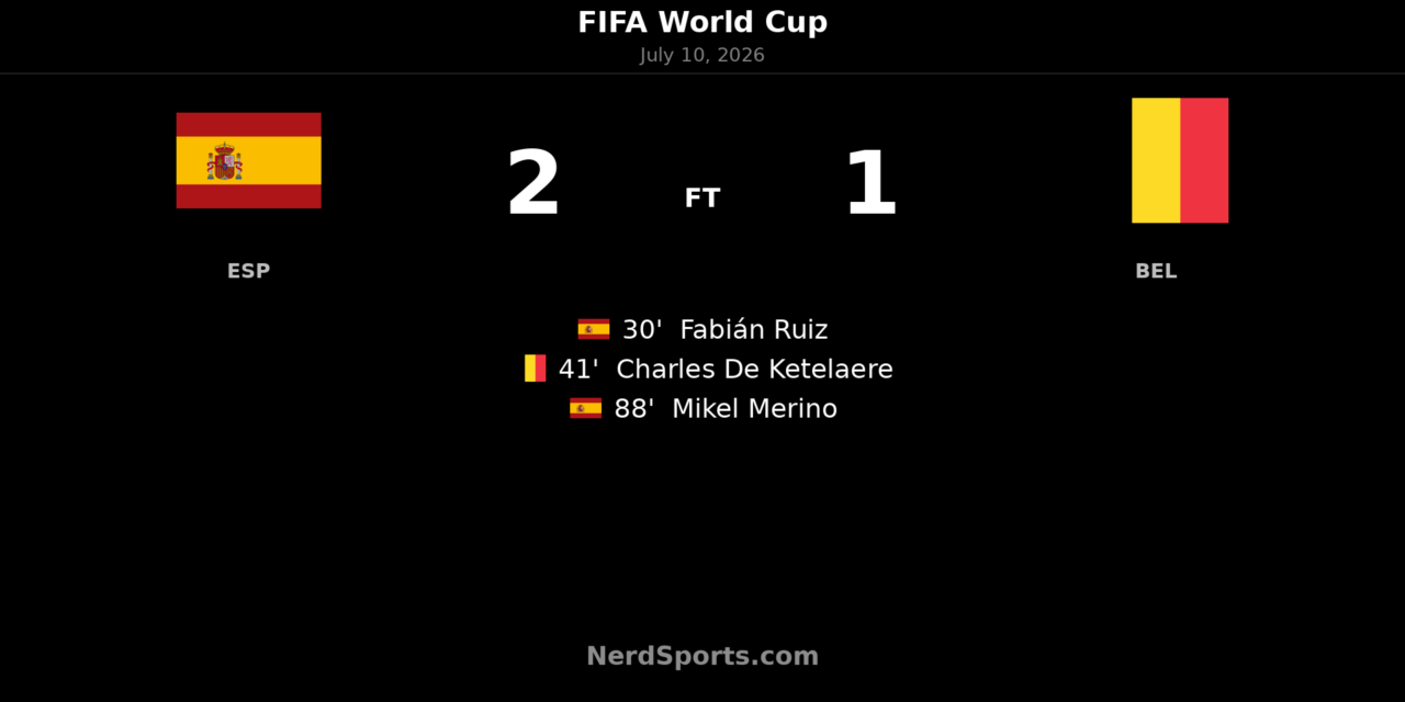 Spain edge Belgium 2-1 as Merino sends them through