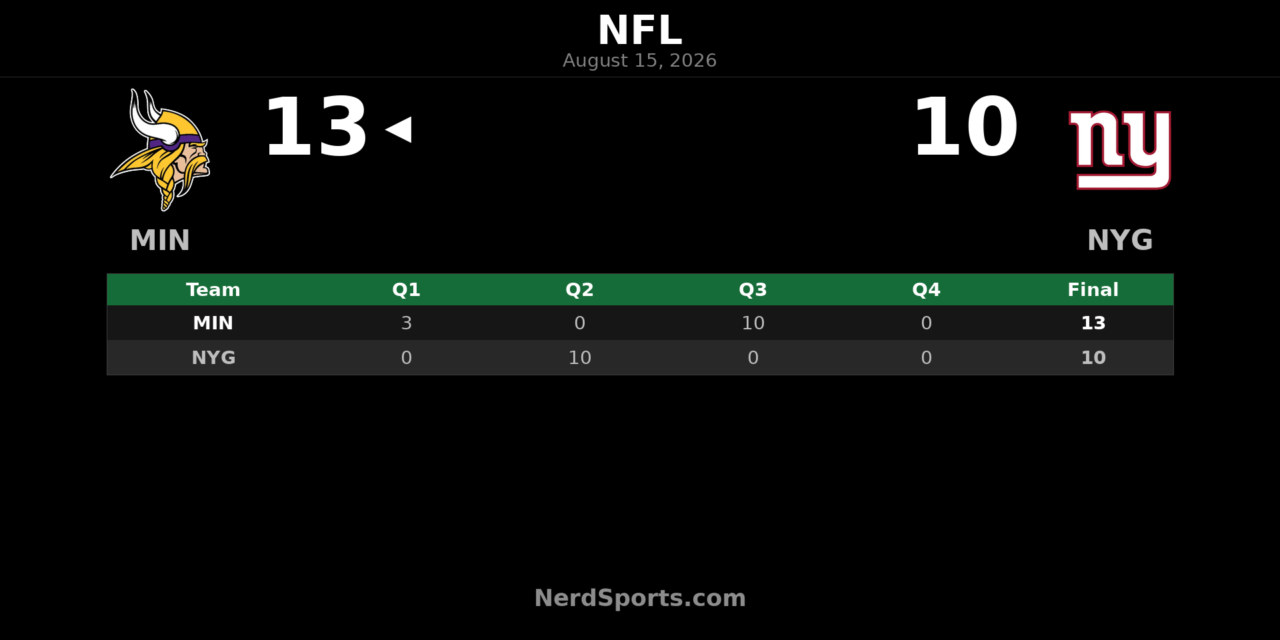 Vikings Edge Giants 13-10 in Preseason Week 2