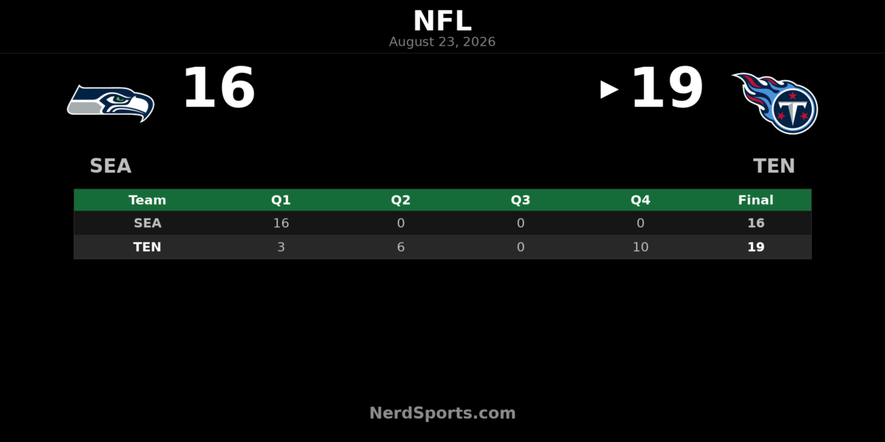 Titans Rally Past Seahawks 19-16 in Preseason Week 3