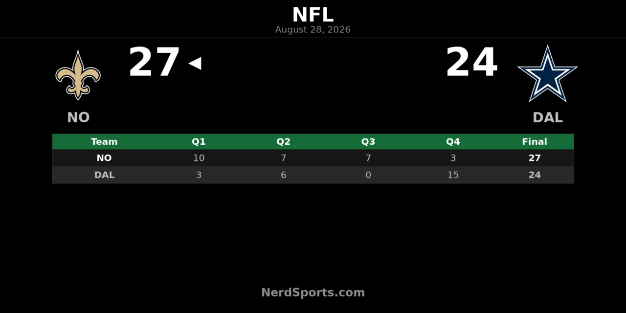 Saints Edge Cowboys 27-24 as Sam Howell Sparks Late Rally