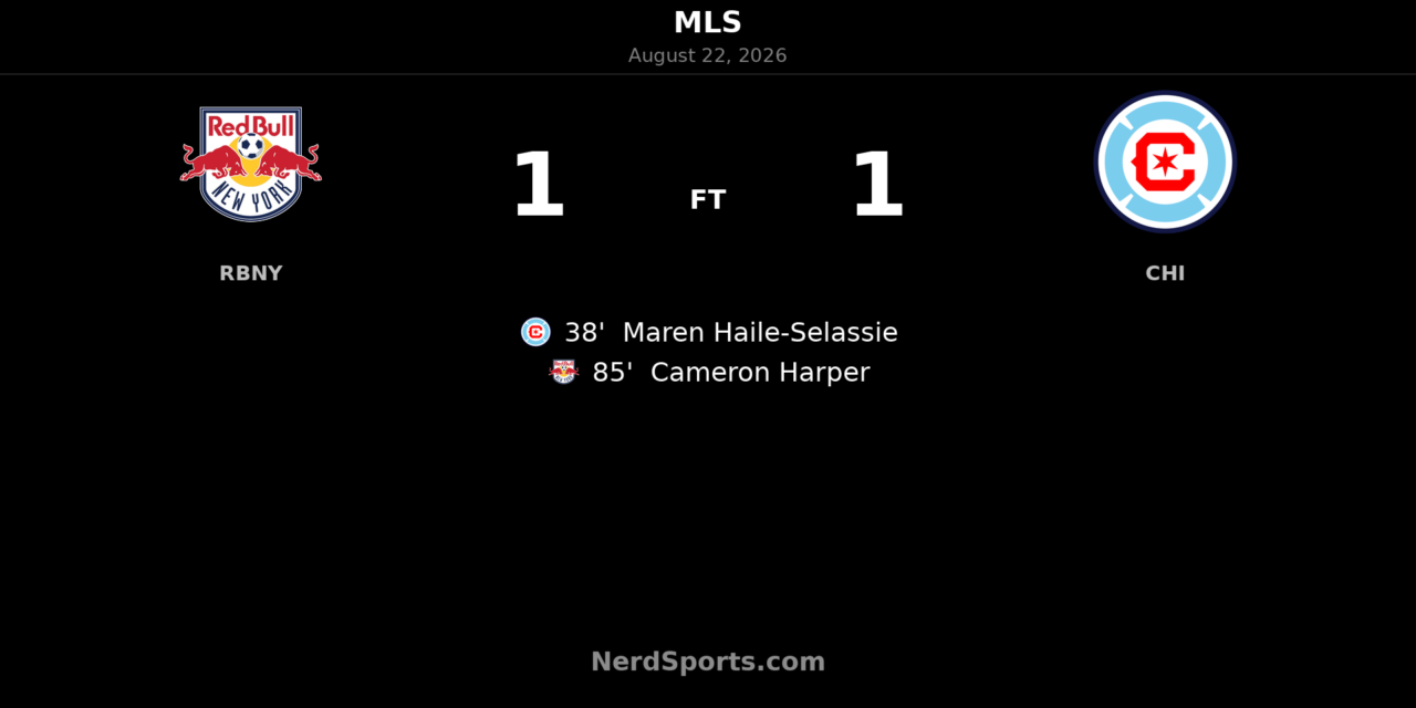 Cameron Harper Heads Red Bull New York to Late Draw Against Chicago Fire