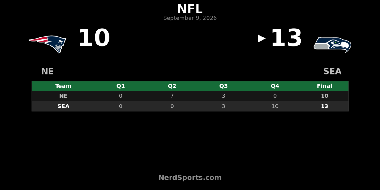 Seahawks Edge Patriots 13-10 Behind Late Lock Rally