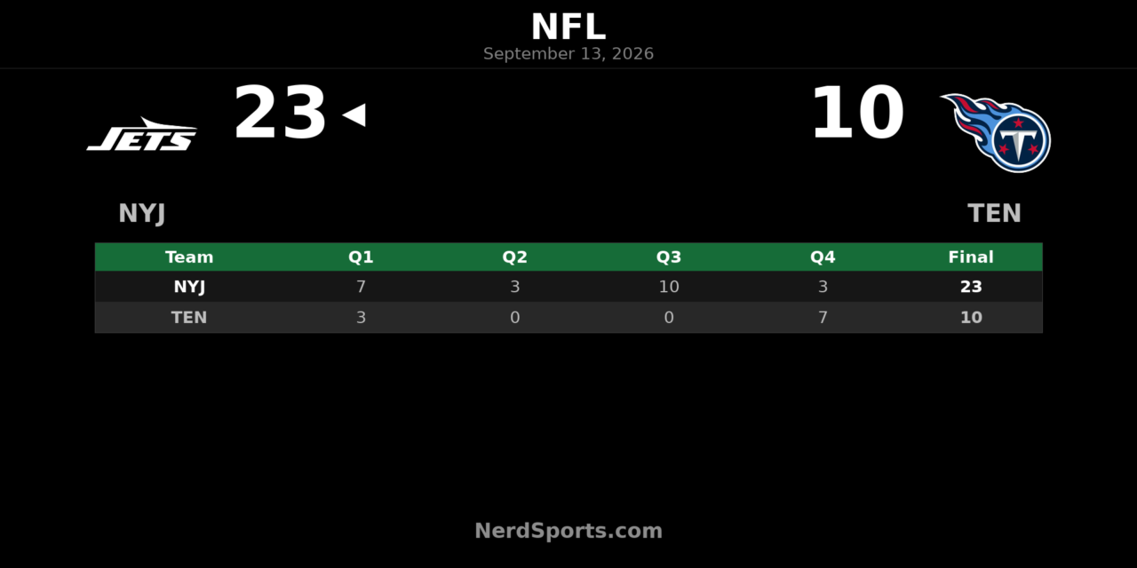 Jets Top Titans 23-10 Behind Hall, Smith in Week 1