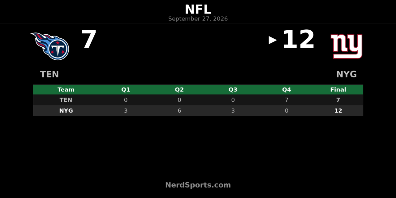 Giants Hold Off Titans 12-7 in Week 3 Defensive Duel