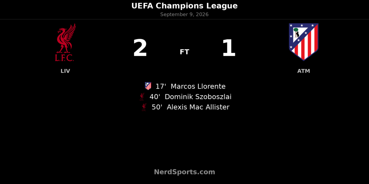 Liverpool Rally Past Atlético Madrid as Mac Allister Seals Anfield Win
