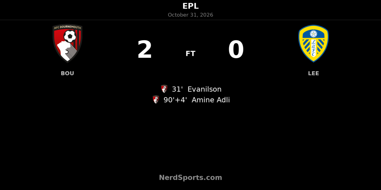 Bournemouth 2–0 Leeds: Evanilson strikes before Adli seals late victory