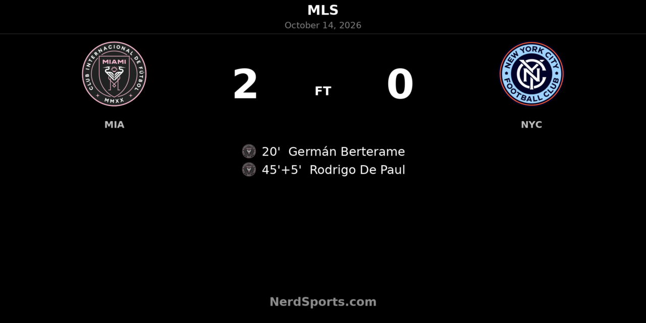 Berterame and De Paul strike as Inter Miami beat NYCFC 2–0