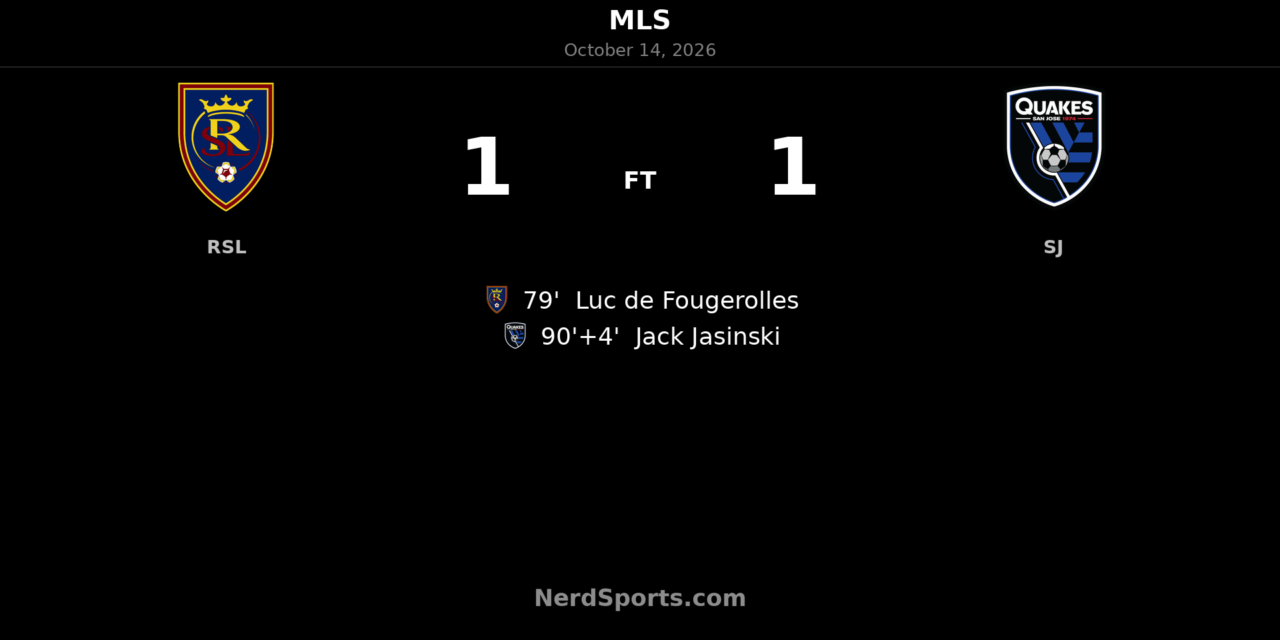 Jasinski’s stoppage-time volley earns San Jose 1-1 draw at Real Salt Lake