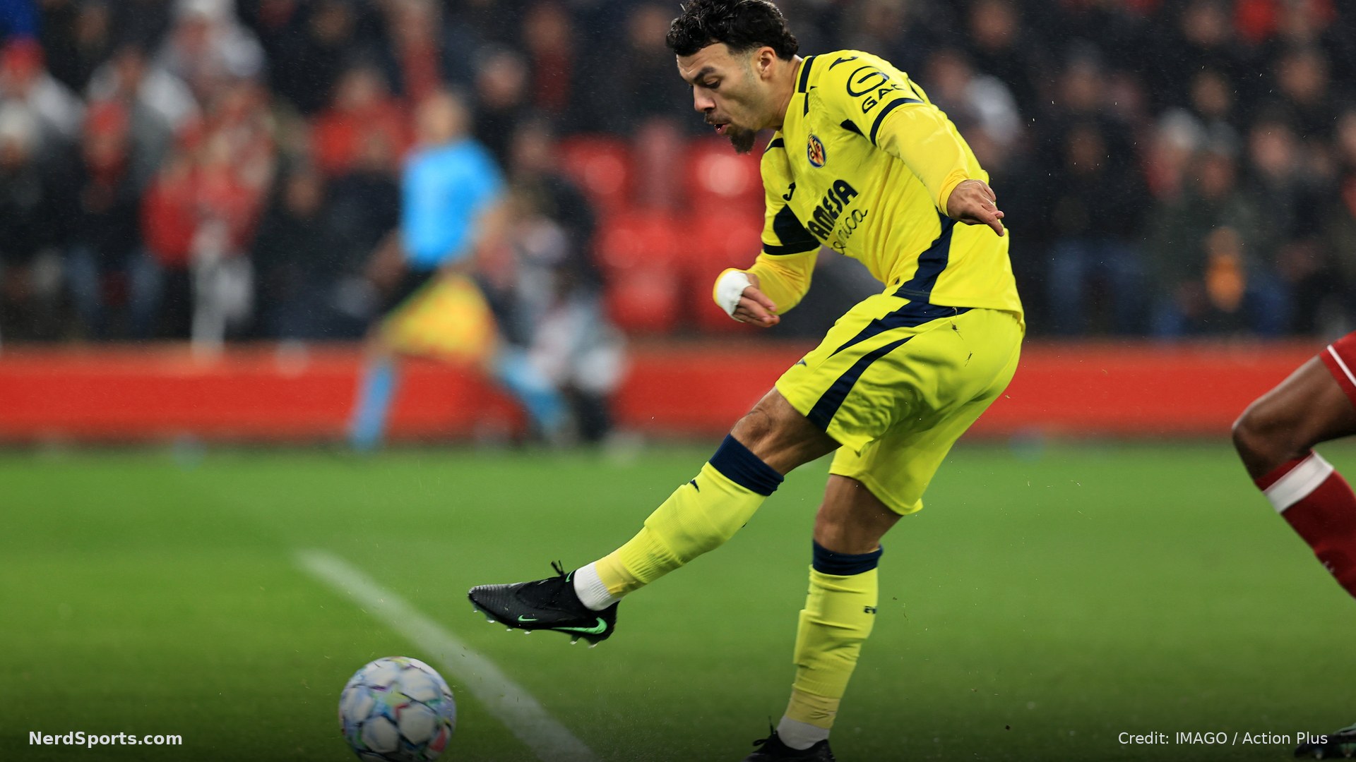 Georges Mikautadze of Villarreal shot and scored after four minutes to make it 0-1 on 20 October 2026 during Liverpool v Villarreal CF.