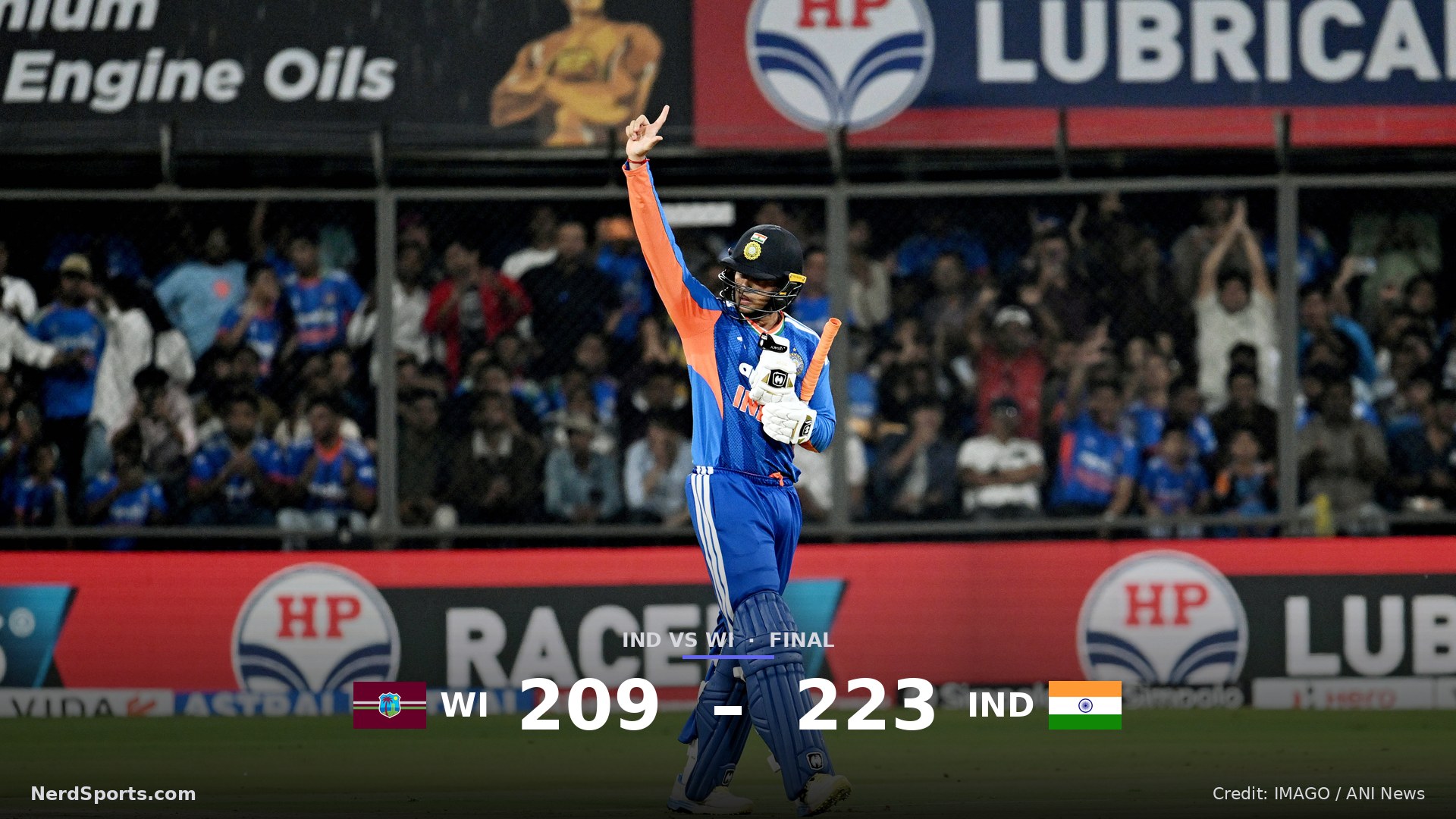 India's Abhishek Sharma celebrates his half-century during the 3rd T20I against West Indies on Oct 11, 2026.