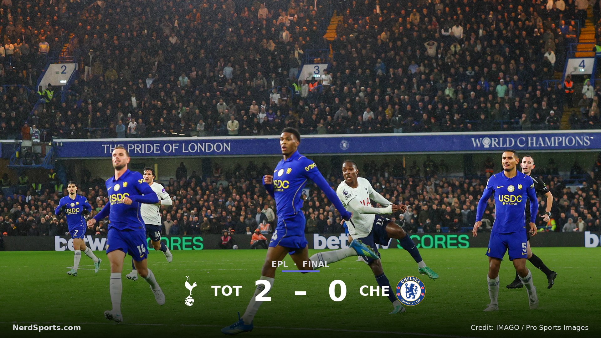 Mathys Tel (11) of Tottenham Hotspur scores a goal during the Premier League match between Chelsea and Tottenham Hotspur on 24 October 2026.