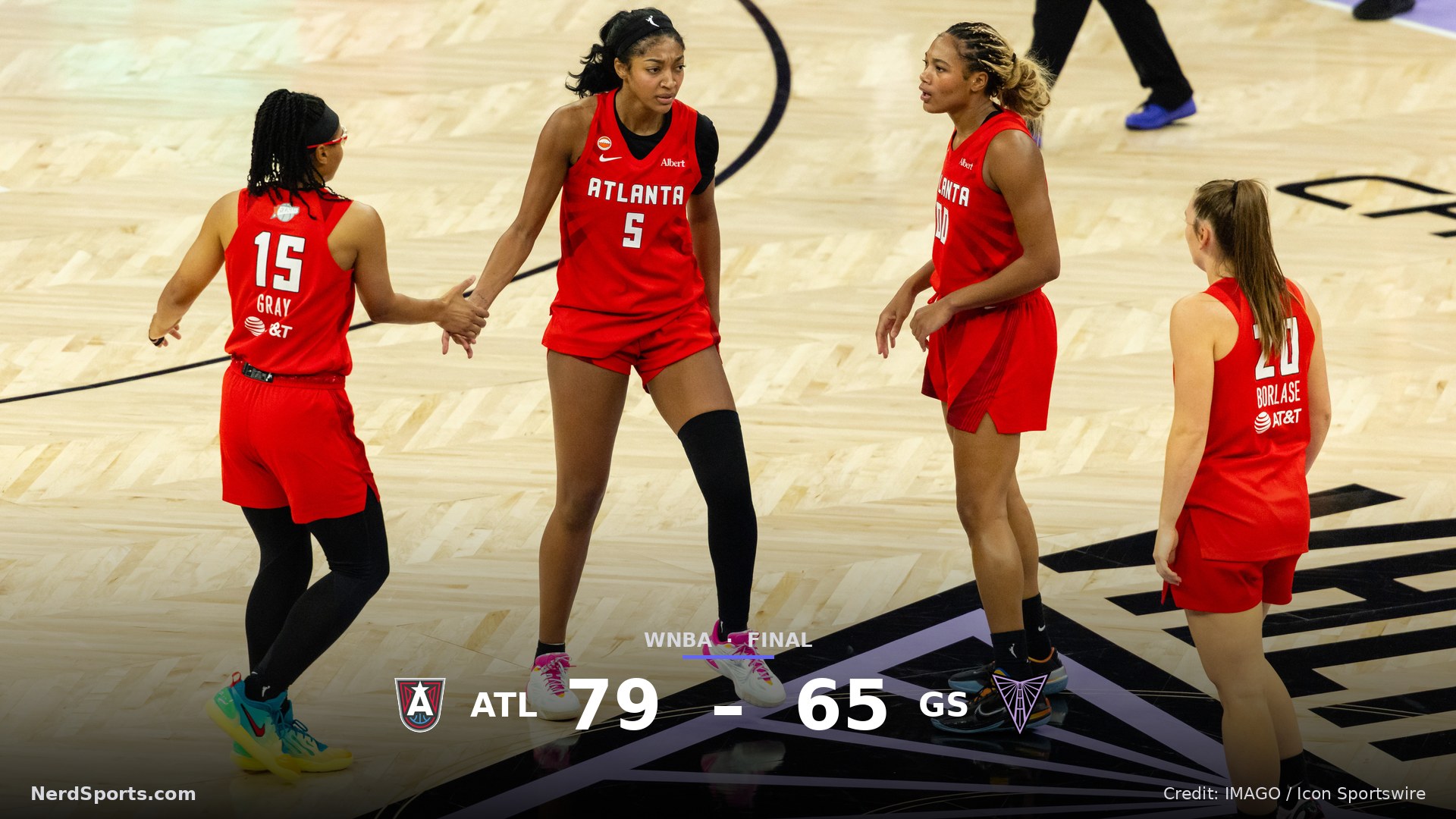 Angel Reese 5 of the Atlanta Dream reacts to scoring during Game Two of the WNBA Finals on October 19, 2026 against Golden State Valkyries