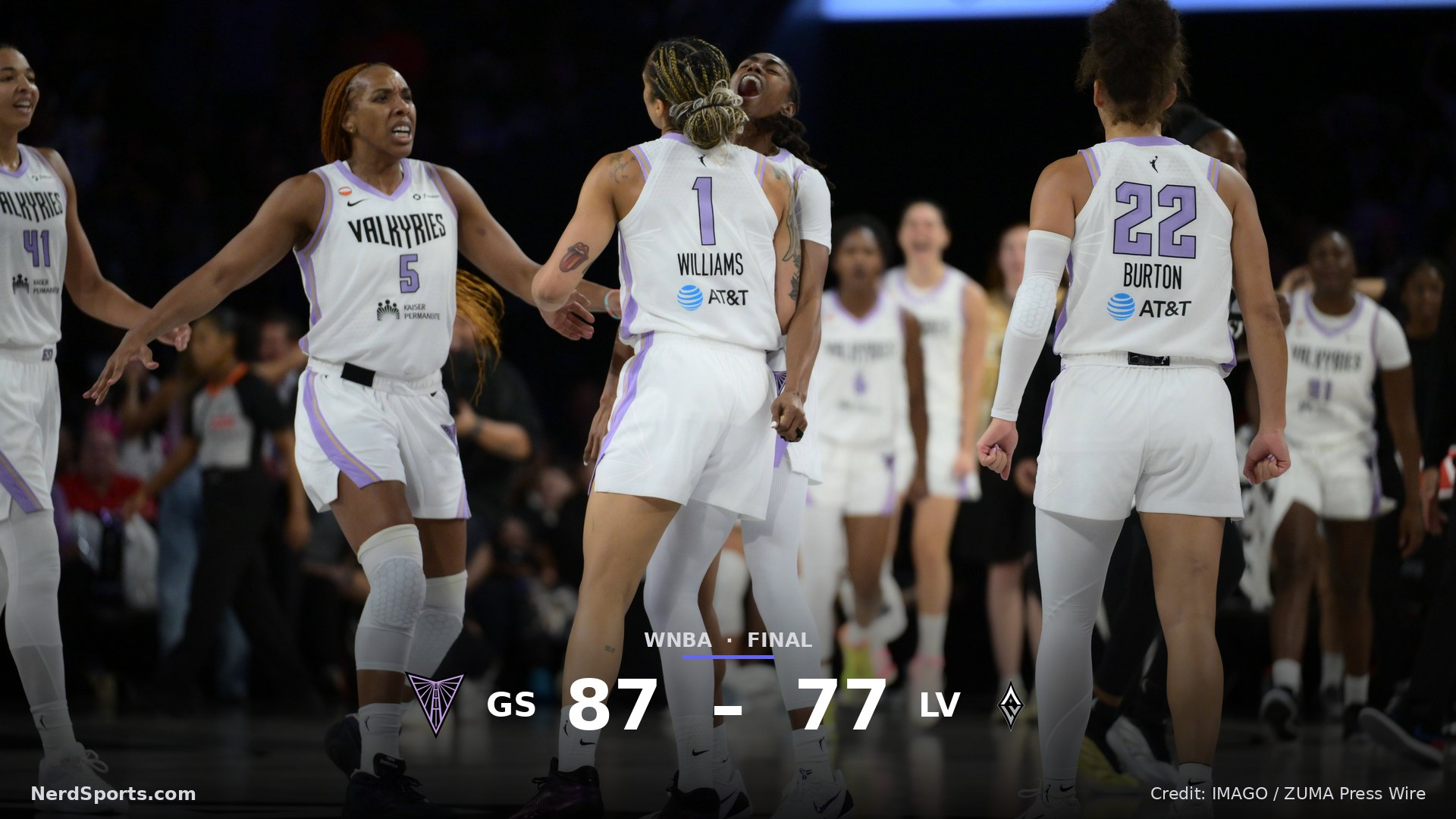 The Golden State Valkyries defeated the Las Vegas Aces 87-77 in overtime on October 9, 2026.