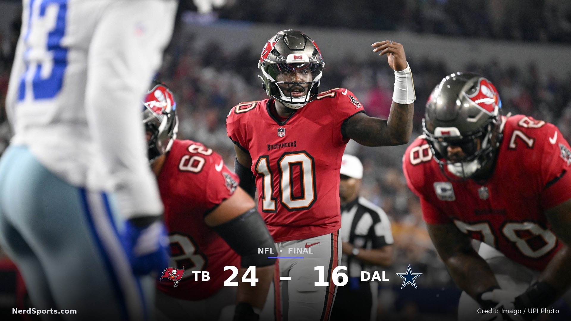 Tampa Bay Buccaneers Jalon Daniels calls a play against the Dallas Cowboys during their game on Oct 8, 2026